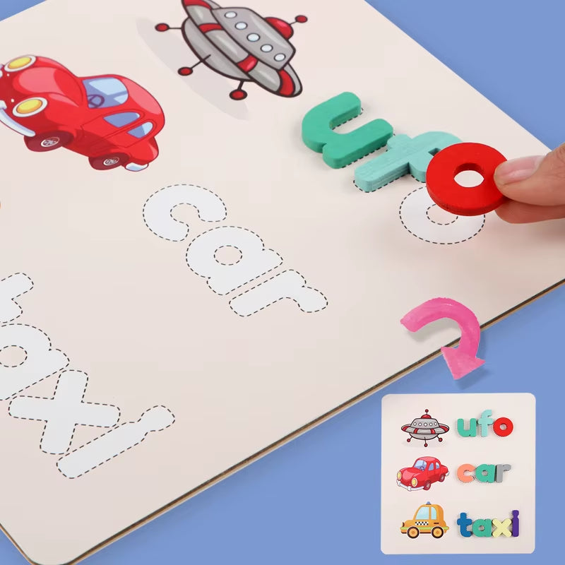 Kids Education Wooden Animal Jigsaw Puzzles Wooden Digital Alphabet Spelling Puzzle Toy for Child Educational
