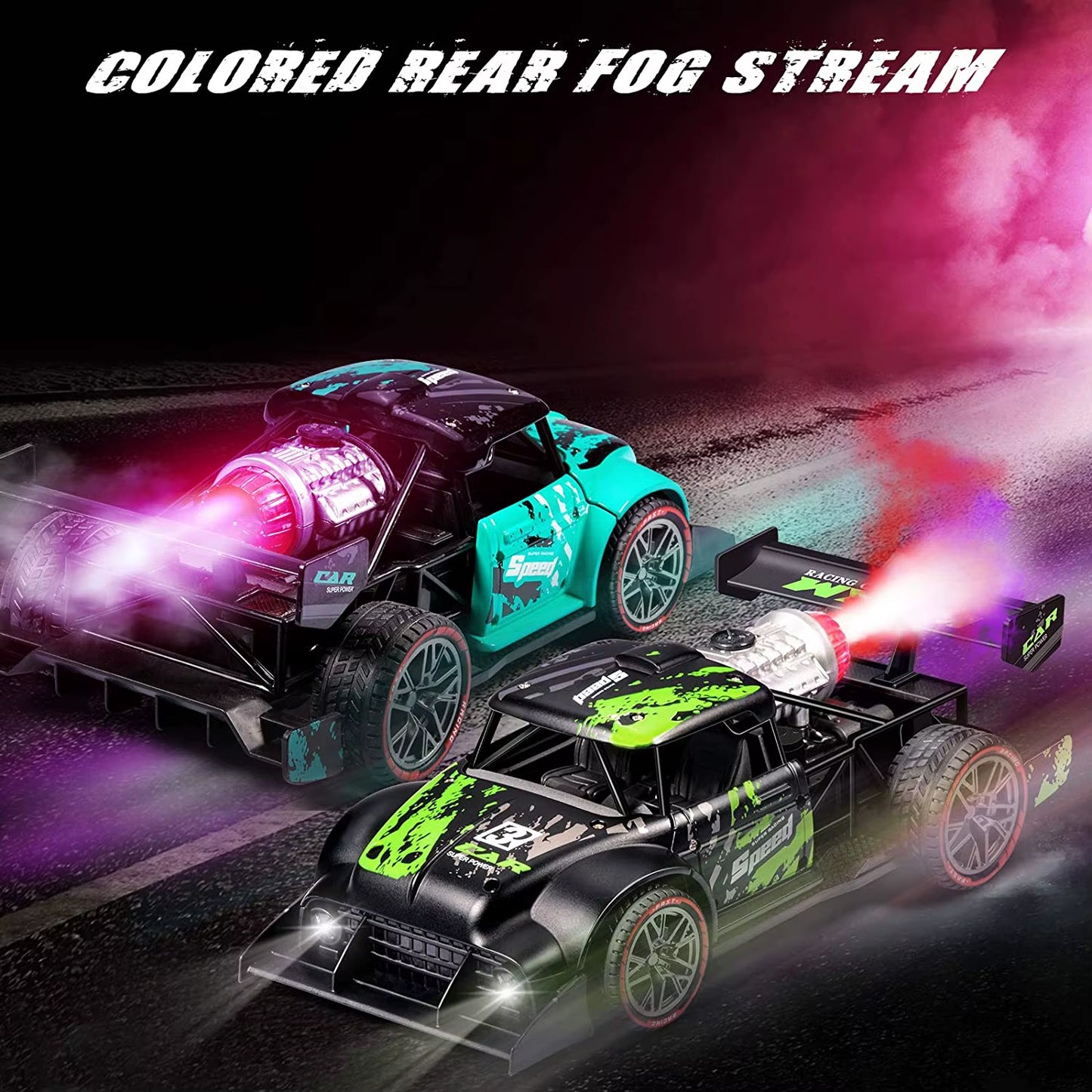 1:16 2.4G High Speed Alloy Remote Control Spray RC Car Toy with Light Wireless Control