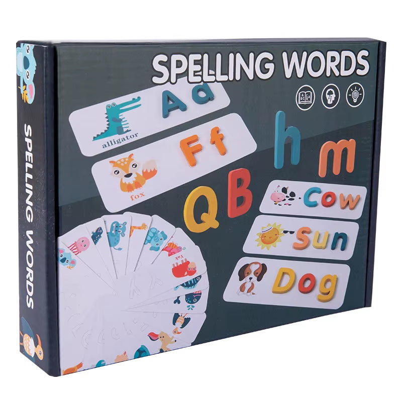 New Design Wooden Spelling Words Puzzle Game Toys Children Early Education Wooden Alphabet Letter Puzzle Matching Toys for Kids