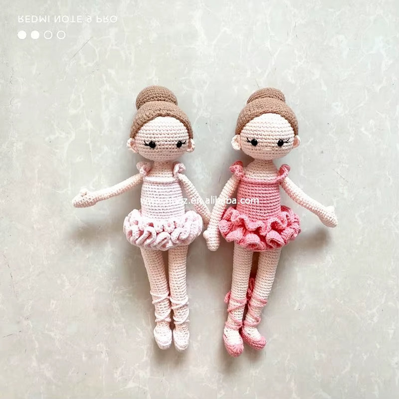 Custom Color Organic Cotton Handmade Girl Doll Girl Ballerina Knitted Doll Gift L for Children'S Day Christmas Day