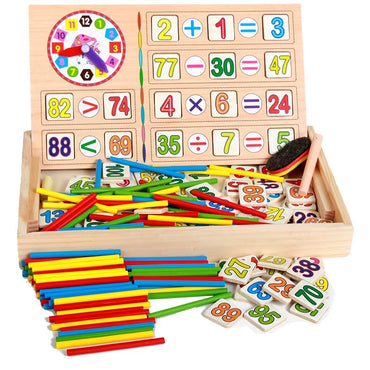 Children Wooden Multifunctional Math Learning Box Digital Enlightenment Montessori Educational Toys for Kids