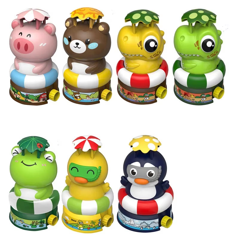 Water Sprinkler for Kids Outdoor Cartoon Cute High Pressure Rotating Sprinkler Rocket Launcher Garden Summer Toys
