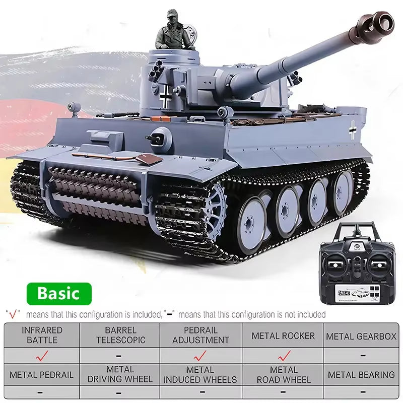 Heng Long 3818-1 2.4G 1/16 Germany Tiger Heavy Remote Control Tank Radio Control Battle RC Tank Metal