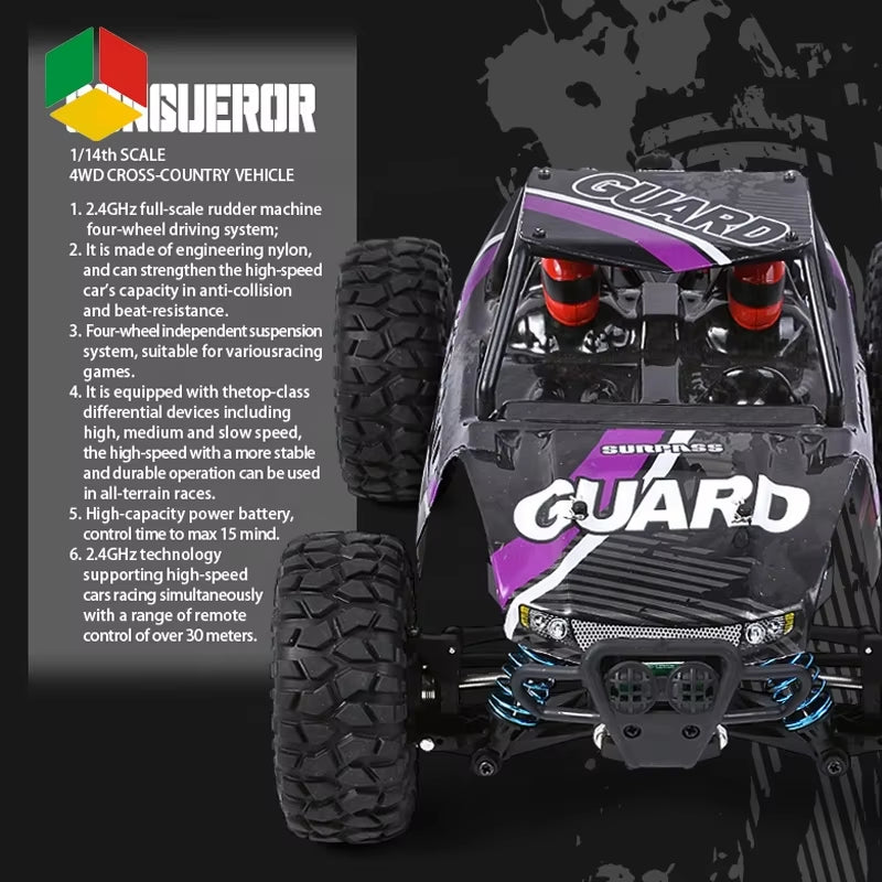 QS OEM 2.4G 4WD Double Drive Rear Truck 1/14 Straight Bridge Crawler 25KM/H Racing Car Remote Control 50M RC off Road Car Toys