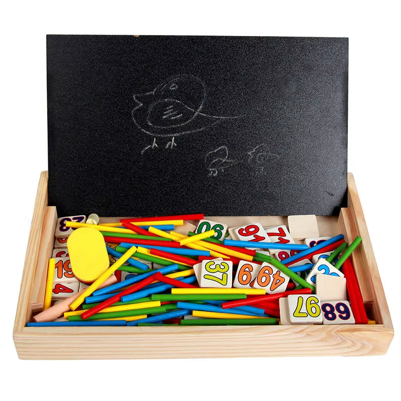 Children Wooden Multifunctional Math Learning Box Digital Enlightenment Montessori Educational Toys for Kids