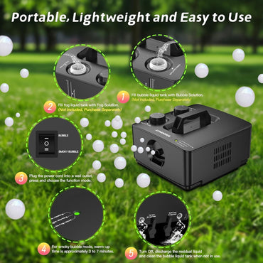 Smoke Bubble Machine New Remote Control Stage