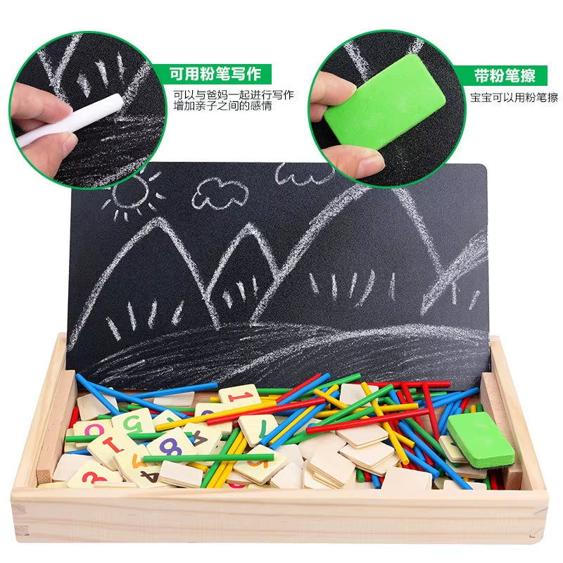 Baby Montessori Toy Math Woodentoy Learning Box Number Educational Game with Drawing Wooden Board Educational Toys for Children