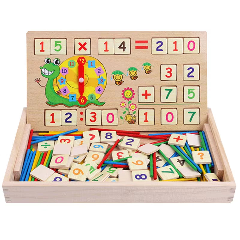 Baby Montessori Toy Math Woodentoy Learning Box Number Educational Game with Drawing Wooden Board Educational Toys for Children