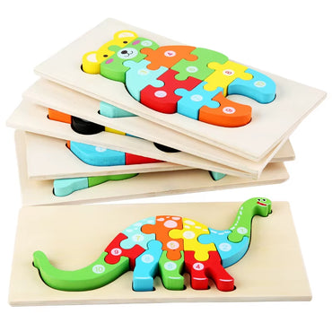 Kids Wooden Puzzle Building Block Toys 3D Wooden Puzzle Baby Wood Anima Jigsaw Puzzles Toys for Child