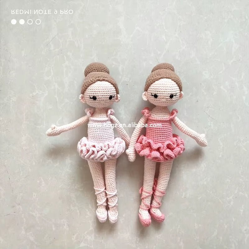 Custom Color Organic Cotton Handmade Girl Doll Girl Ballerina Knitted Doll Gift L for Children'S Day Christmas Day