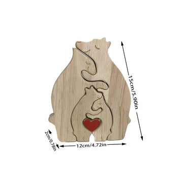 Wooden Puzzle Ornament Mother And Cub Bear Set