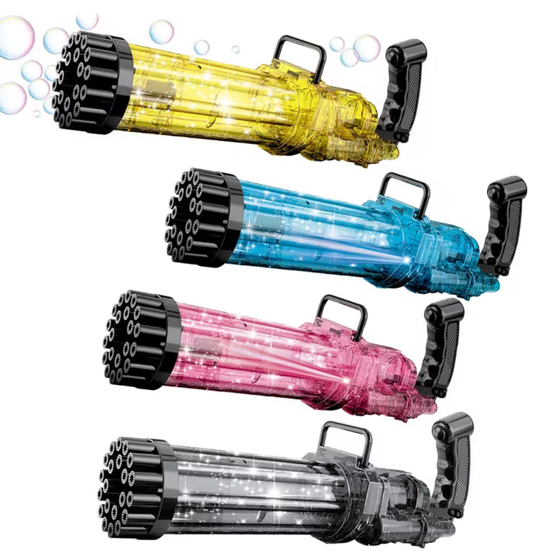 Outdoor Games Party Toys Light Water Soap Blower Machine Electric Shooter Bazooka 21 Hole Gatling Bubble Gun