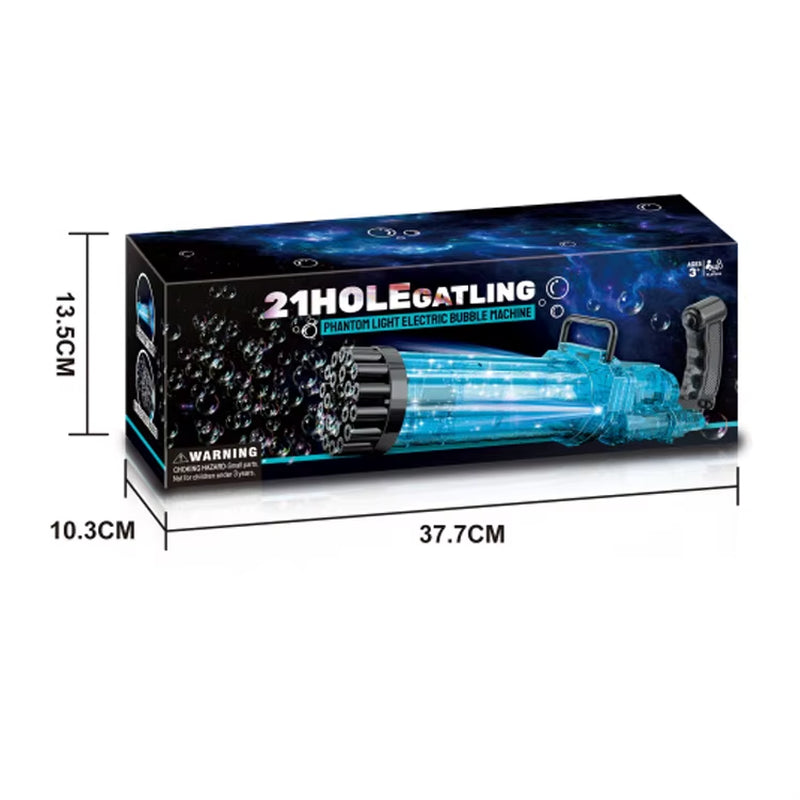 Outdoor Games Party Toys Light Water Soap Blower Machine Electric Shooter Bazooka 21 Hole Gatling Bubble Gun