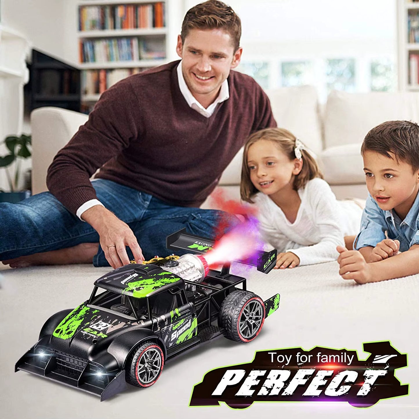 1:16 2.4G High Speed Alloy Remote Control Spray RC Car Toy with Light Wireless Control