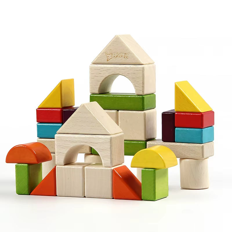Wood Building Blocks 30 Pcs 54Pcs 74Pcs Coloring Creative Blocks Toys