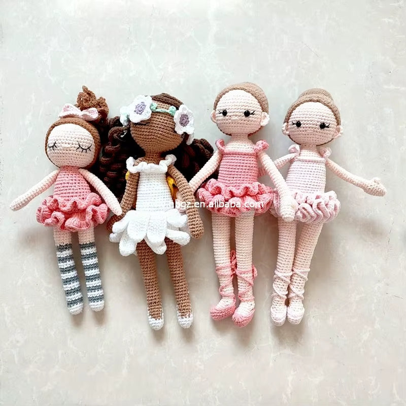 Custom Color Organic Cotton Handmade Girl Doll Girl Ballerina Knitted Doll Gift L for Children'S Day Christmas Day