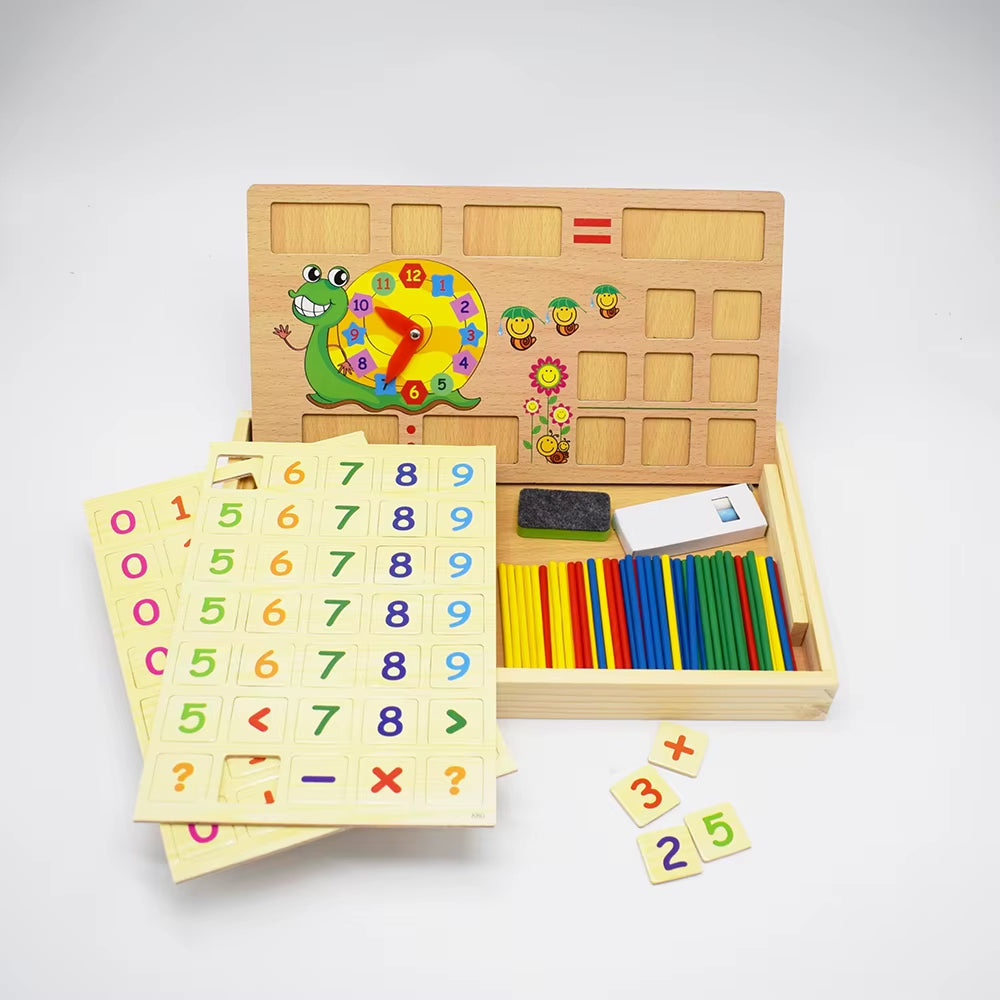 Multi-Functional Kids Board Game Wooden Montessori Toys Computing Learning Box Wooden Toys Children Learning Mathematics