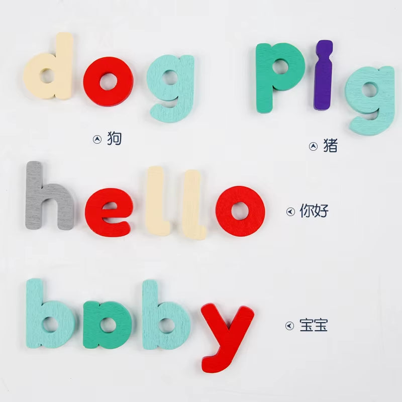 Kids Education Wooden Animal Jigsaw Puzzles Wooden Digital Alphabet Spelling Puzzle Toy for Child Educational