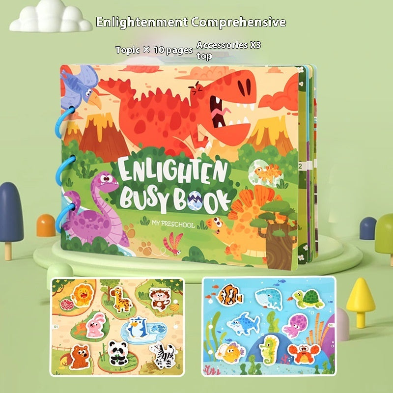 Educational Quiet Paste Book Full English Early Education Velcro Paper Enlightenment Toys - LJ Enterprise