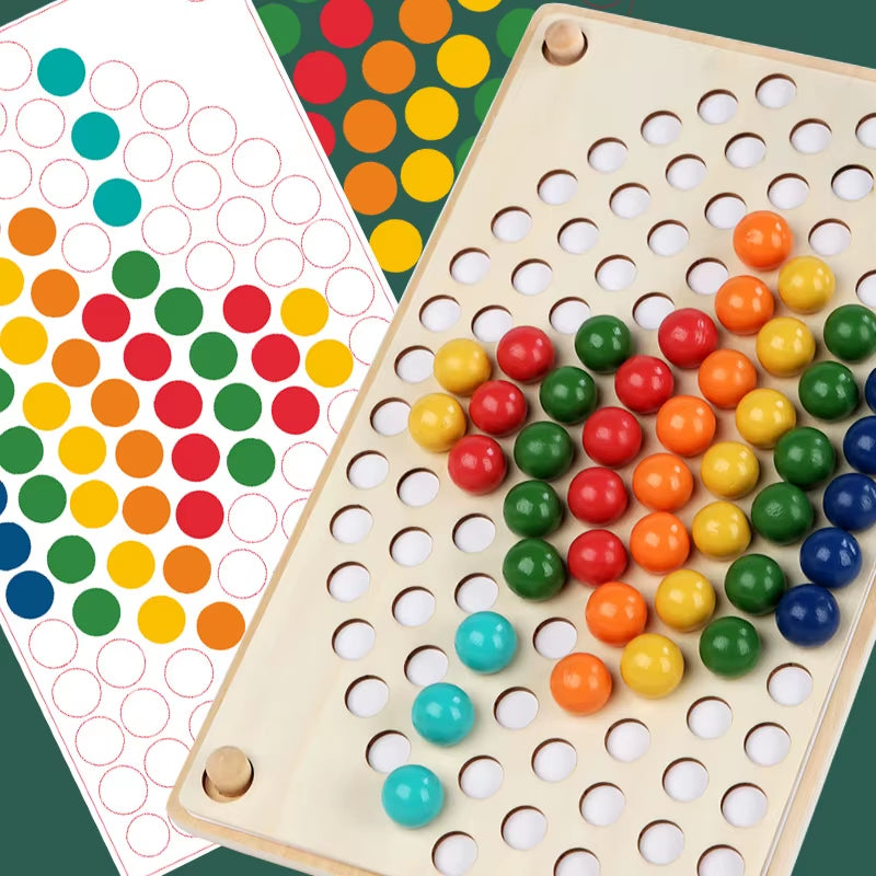 Kids Wooden Rainbow Clip Beads Toys Parent-Child Interactive Training Wooden Children Early Education Board Game Toy