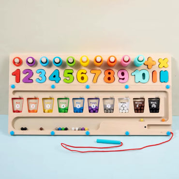 Multi-Functional Logarithmic Board Early Educational 3 in 1 Number Cognition Board Kid Montessori Color Sorting Game Wooden Toys