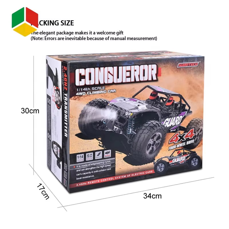 QS OEM 2.4G 4WD Double Drive Rear Truck 1/14 Straight Bridge Crawler 25KM/H Racing Car Remote Control 50M RC off Road Car Toys