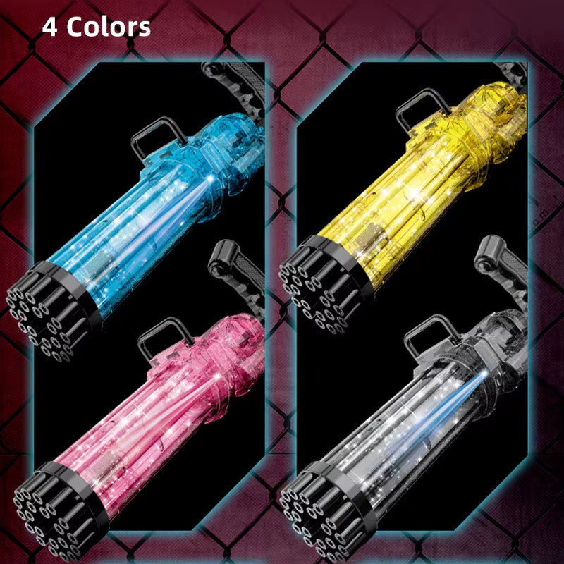 Outdoor Games Party Toys Light Water Soap Blower Machine Electric Shooter Bazooka 21 Hole Gatling Bubble Gun