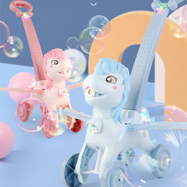 Children's Outdoor Hand Push Bubble Machine Electric Light Music
