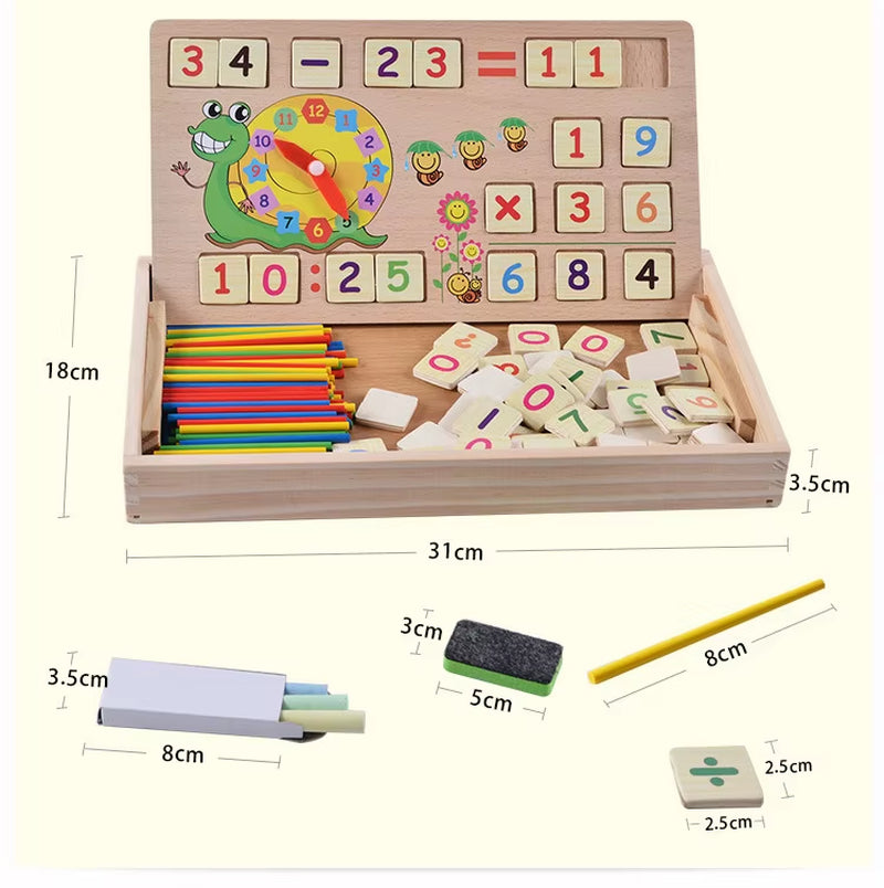 Baby Montessori Toy Math Woodentoy Learning Box Number Educational Game with Drawing Wooden Board Educational Toys for Children
