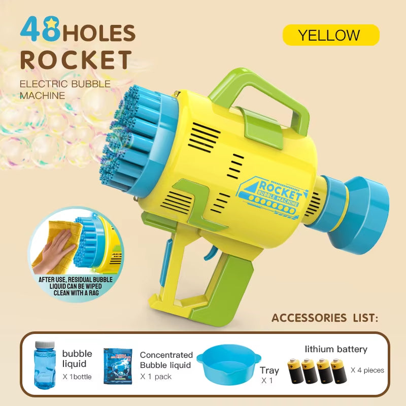 Summer Party Toys Rocket Launcher Bubble Bazoka Toy Gun Soap Machine 48 Holes Bubble Gun to Kids