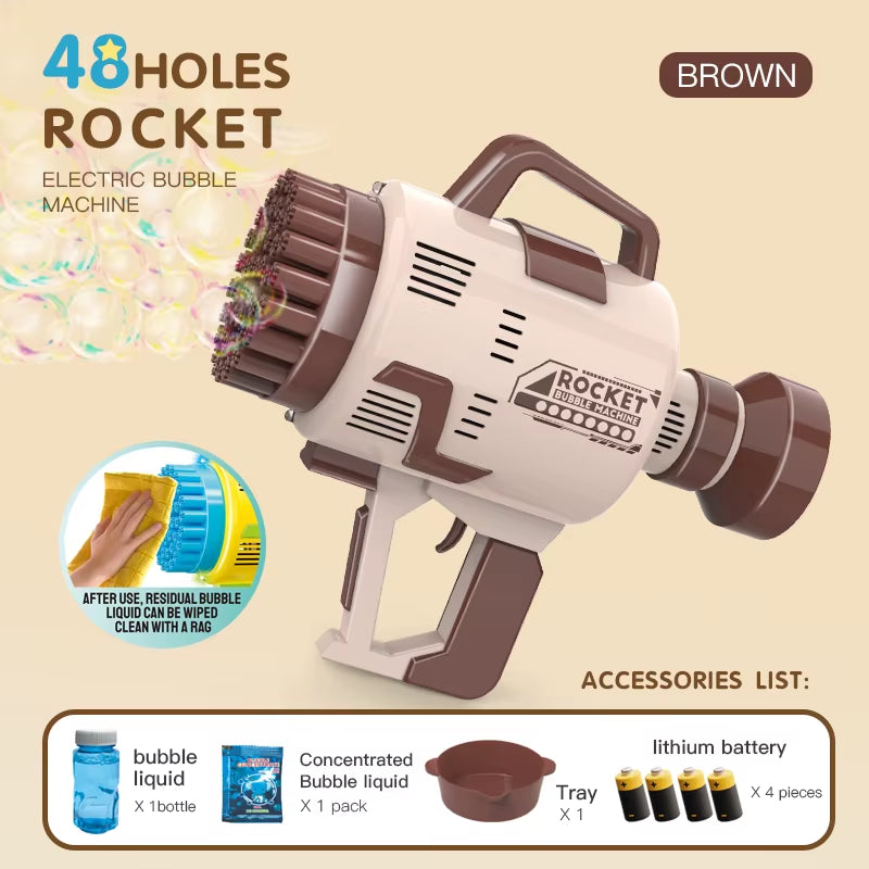 Summer Party Toys Rocket Launcher Bubble Bazoka Toy Gun Soap Machine 48 Holes Bubble Gun to Kids