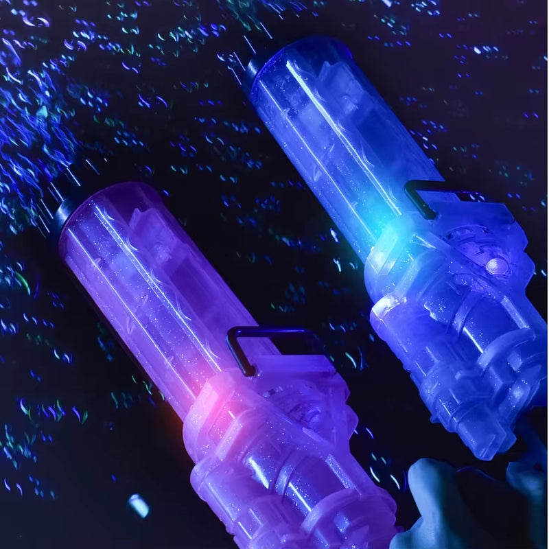 Outdoor Games Party Toys Light Water Soap Blower Machine Electric Shooter Bazooka 21 Hole Gatling Bubble Gun