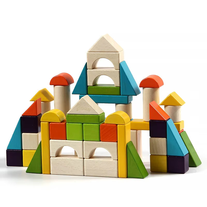 Wood Building Blocks 30 Pcs 54Pcs 74Pcs Coloring Creative Blocks Toys