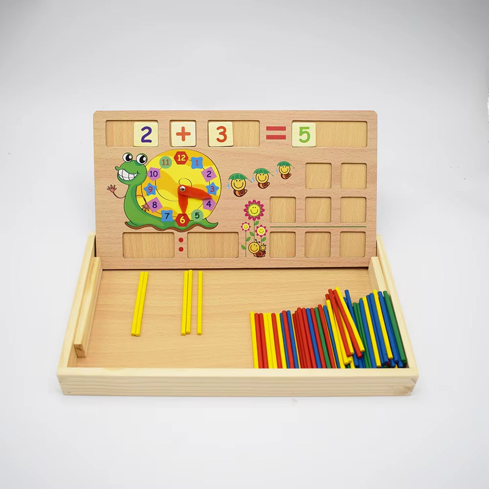 Multi-Functional Kids Board Game Wooden Montessori Toys Computing Learning Box Wooden Toys Children Learning Mathematics