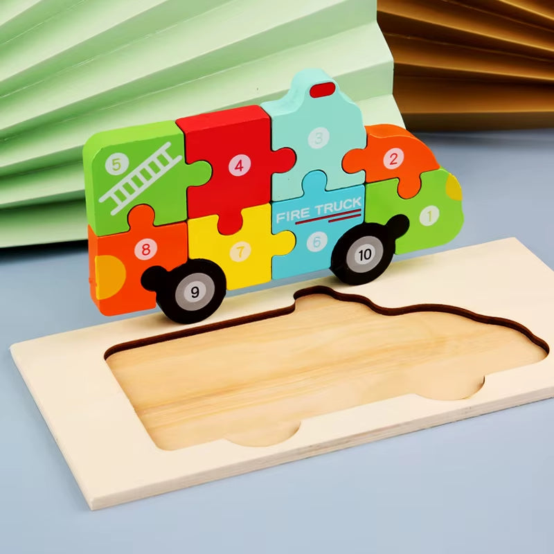Kids Wooden Puzzle Building Block Toys 3D Wooden Puzzle Baby Wood Anima Jigsaw Puzzles Toys for Child