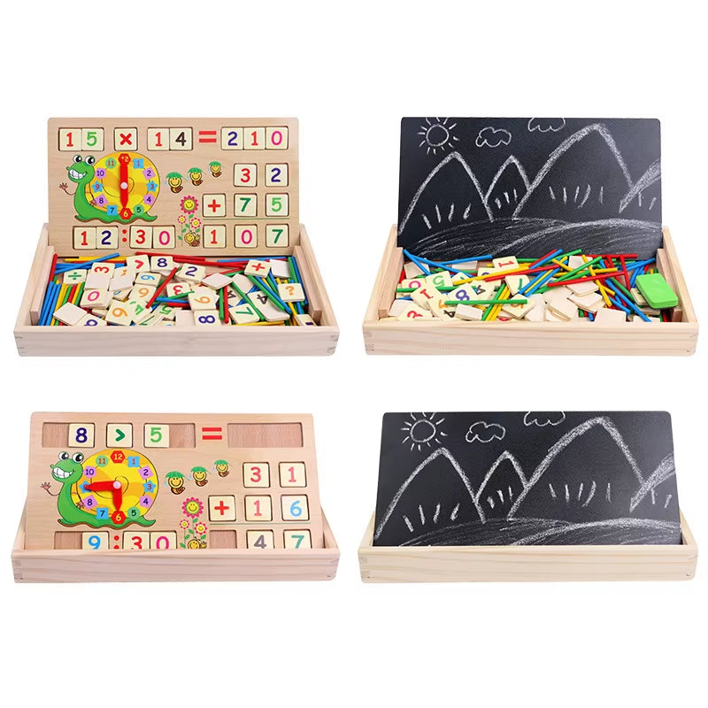 Baby Montessori Toy Math Woodentoy Learning Box Number Educational Game with Drawing Wooden Board Educational Toys for Children