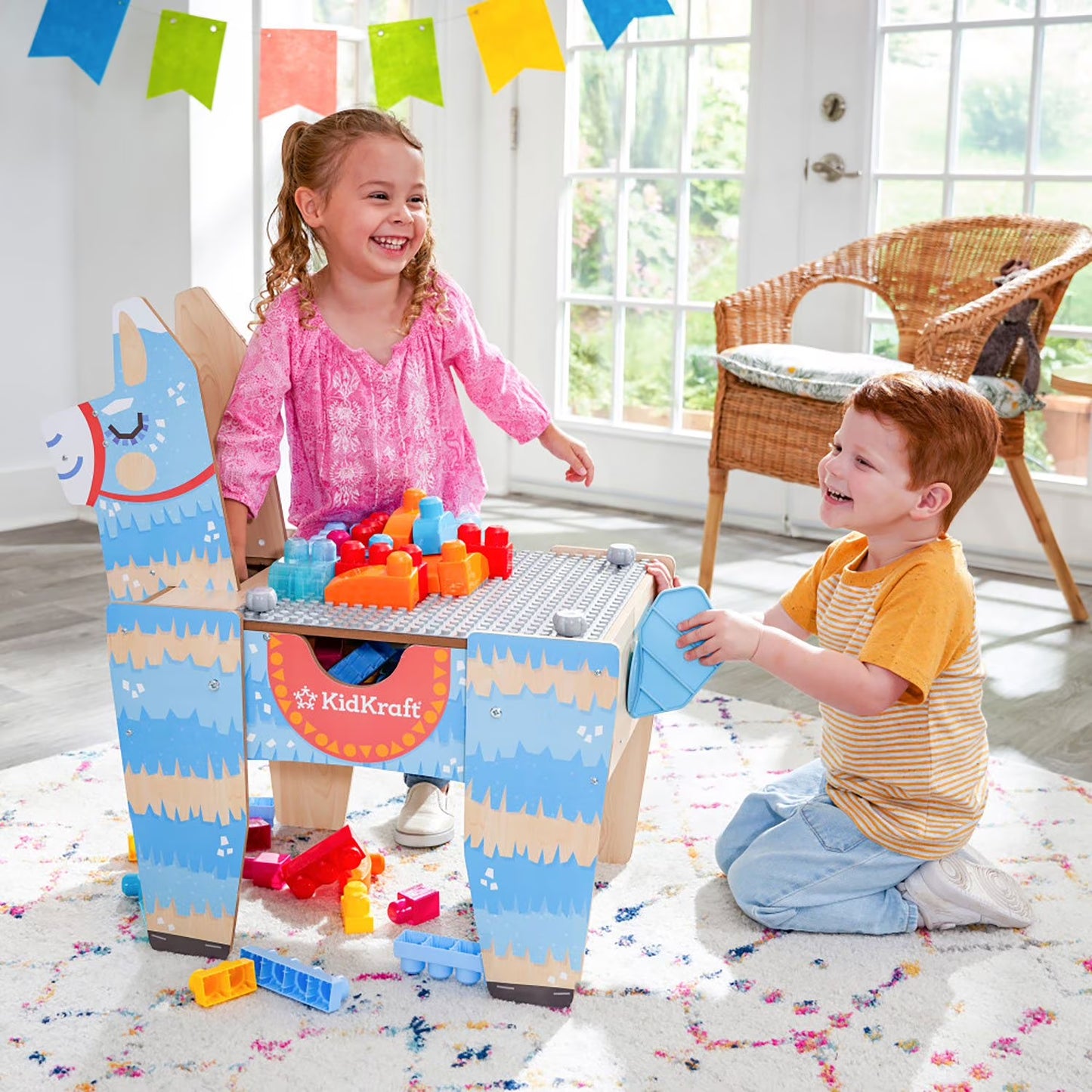 Llama Pinata Building Bricks Table with 50 Blocks