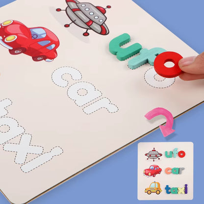 Kids Education Wooden Animal Jigsaw Puzzles Wooden Digital Alphabet Spelling Puzzle Toy for Child Educational