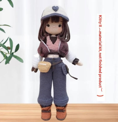 Dress-Up Girl Ornament Kit Hand-Knitted Doll Yarn Crochet DIY Cute Large Doll Craft Project - LJ Enterprise
