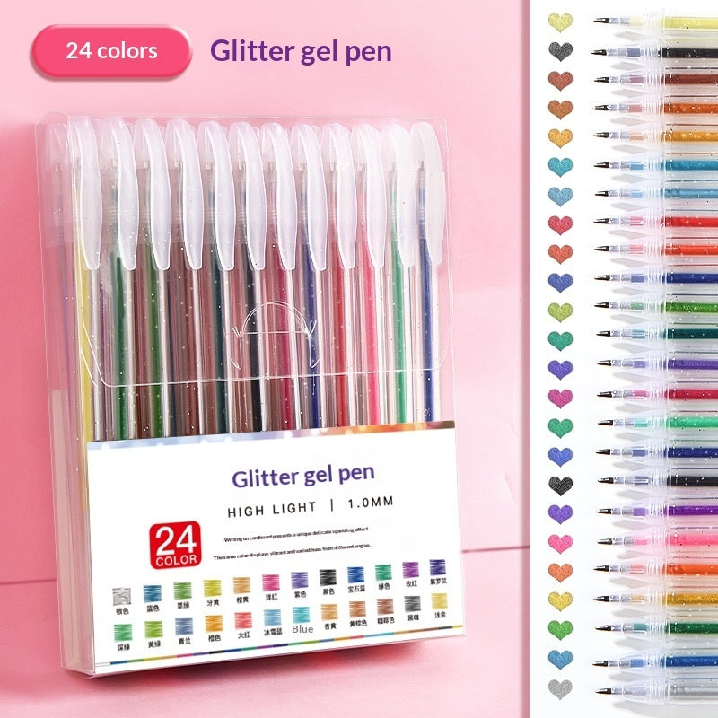 Colorful Glitter Pens Luminous Shimmering Curry Pens Sparkling Ballpoint Pens