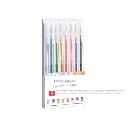 Colorful Glitter Pens Luminous Shimmering Curry Pens Sparkling Ballpoint Pens