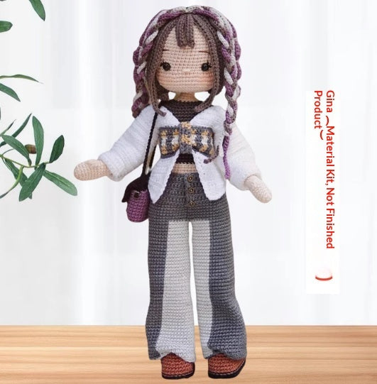 Dress-Up Girl Ornament Kit Hand-Knitted Doll Yarn Crochet DIY Cute Large Doll Craft Project - LJ Enterprise