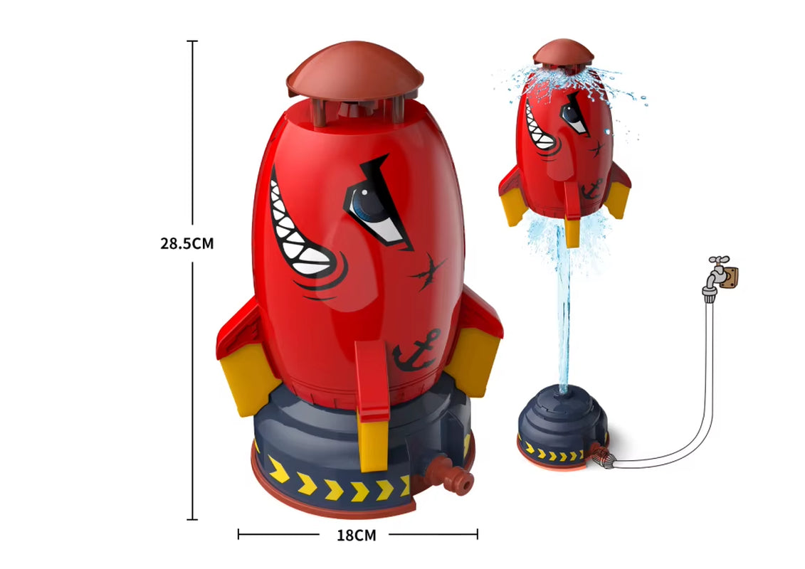 Water Sprinkler for Kids Outdoor Cartoon Cute High Pressure Rotating Sprinkler Rocket Launcher Garden Summer Toys