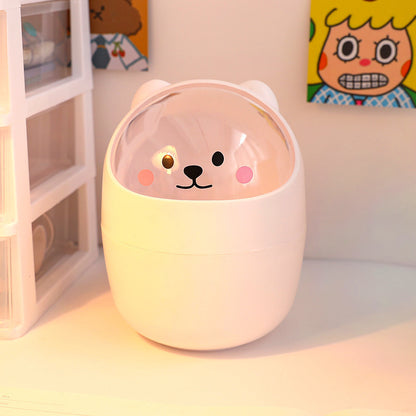 Desktop Trash Can Desk Organizer Bucket Office Mini Bear Trash Can