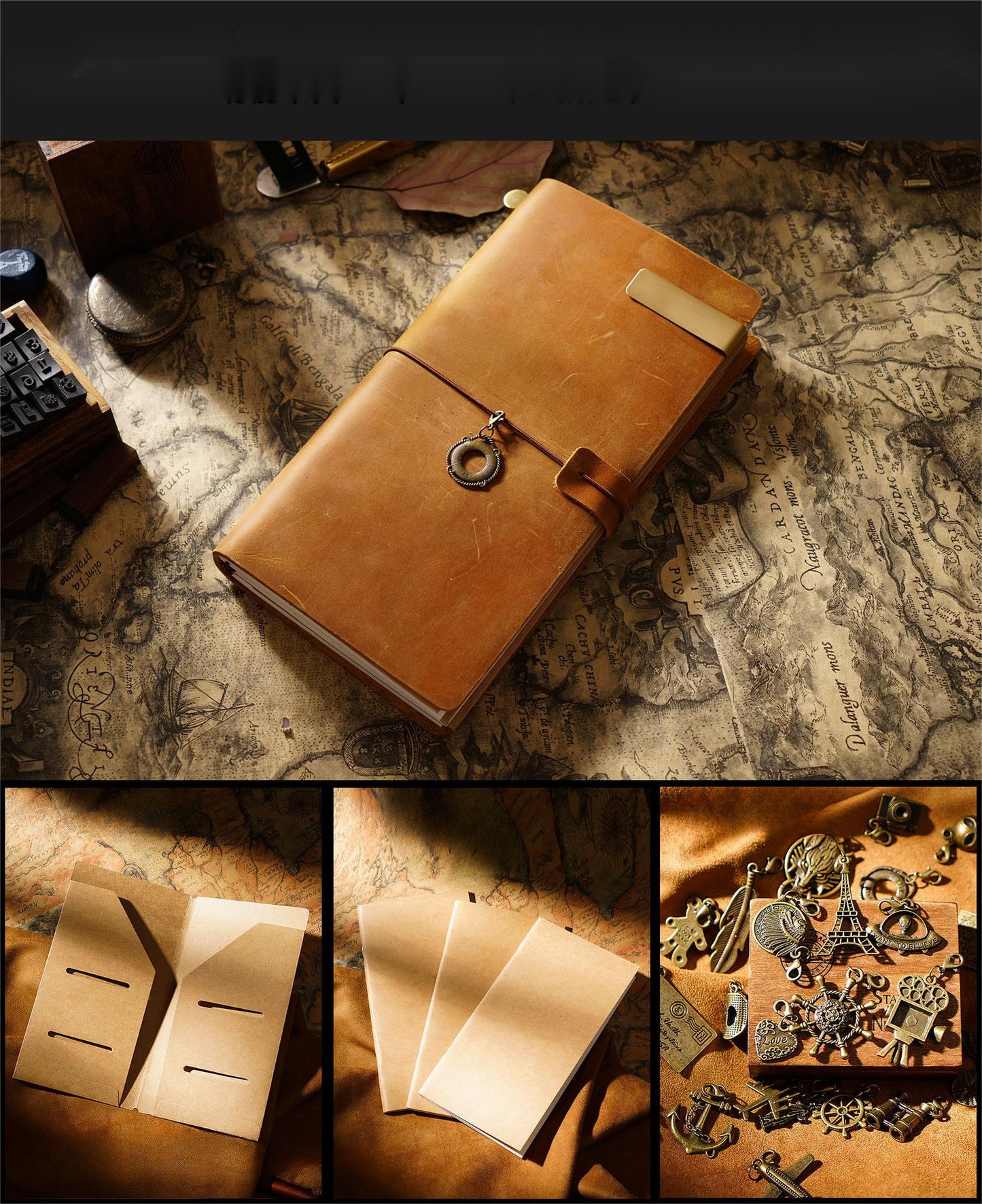 Travel Notebook Cowhide Leather Diary Vintage