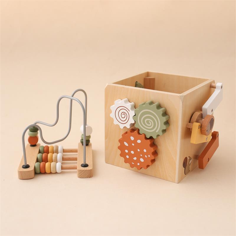 Bead-stringing Toy Shape Matching Five-in-one Toy Wooden Busy Box