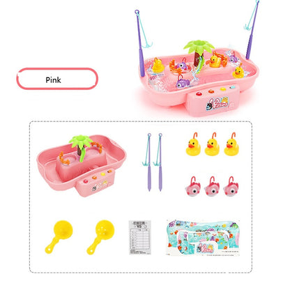 Electric water cycle Fishing Toy 
Dynamic music, cool lighting 
Toy Rotating 19.5  22  32cm