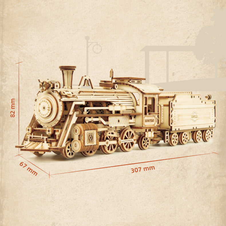 3D Wooden Puzzle Train Model DIY Wooden Train Toy Mechanical Train Model Kit Assembly Model Home Decoration Crafts - LJ Enterprise
