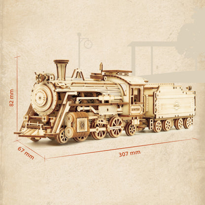 3D Wooden Puzzle Train Model DIY Wooden Train Toy Mechanical Train Model Kit Assembly Model Home Decoration Crafts - LJ Enterprise