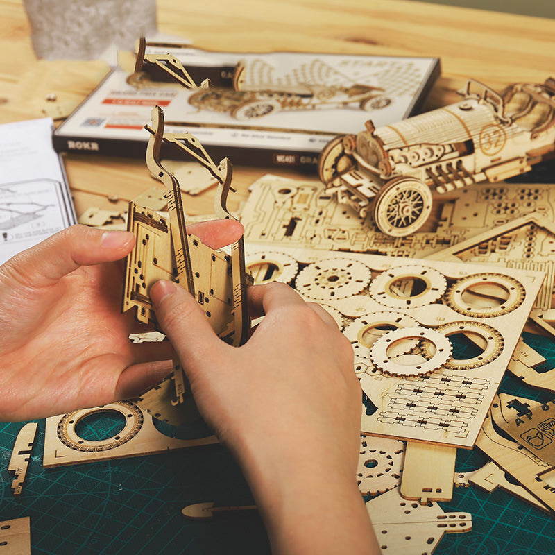 3D Wooden Puzzle Train Model DIY Wooden Train Toy Mechanical Train Model Kit Assembly Model Home Decoration Crafts - LJ Enterprise